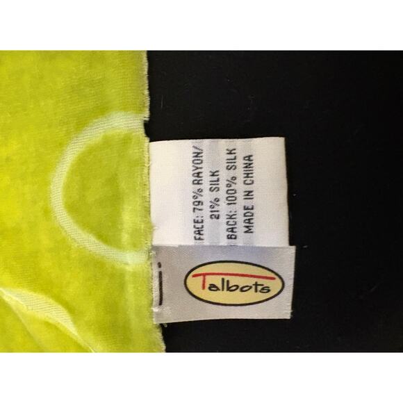 Talbots Silk Blend Velvet Scarf Chartreuse Green Soft & Plush - Picture 3 of 5
